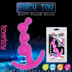 JUICY TOY-四連環泡 柔細材質後庭拉珠棒-桃紅