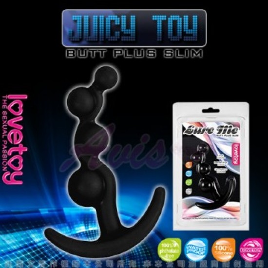 JUICY TOY-四連環泡 柔細材質後庭拉珠棒-黑