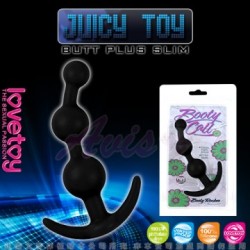 JUICY TOY-三連環泡 柔細材質後庭拉珠棒-黑