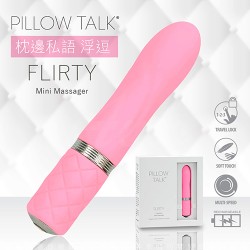 PILLOW TALK FLIRTY 浮逗 施華水鑽 迷你防水靜音按摩棒-粉